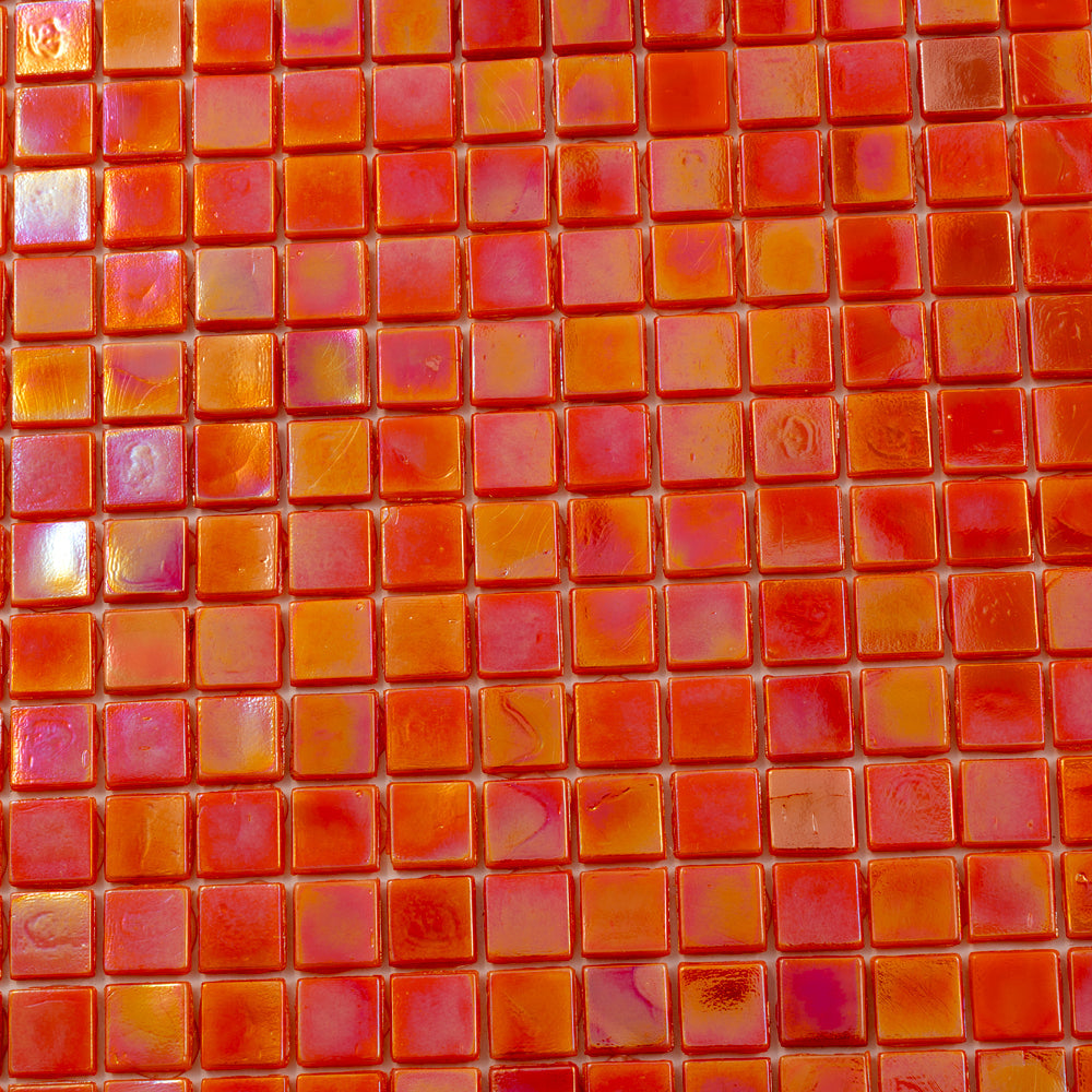 Fire Orange 12 x 12 Glossy Glass Mosaic Tile