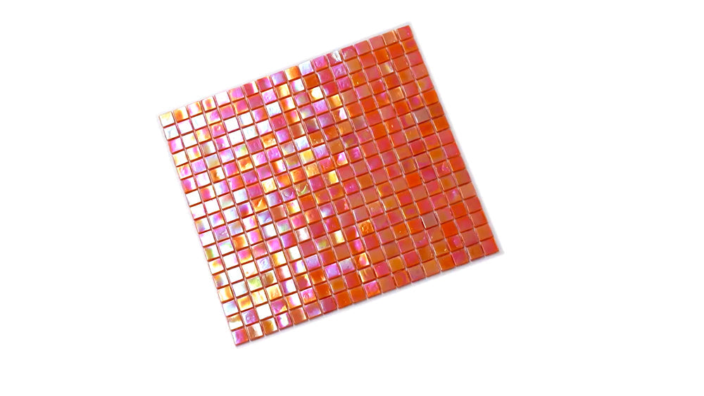 Fire Orange 12 x 12 Glossy Glass Mosaic Tile