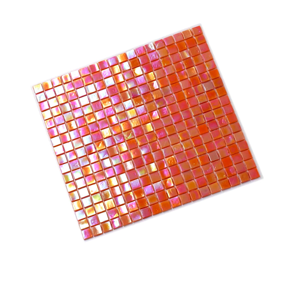 Fire Orange 12 x 12 Glossy Glass Mosaic Tile