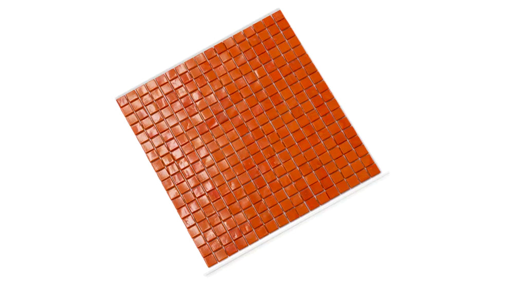 Red-Orange 12 x 12 Glossy Glass Mosaic Tile