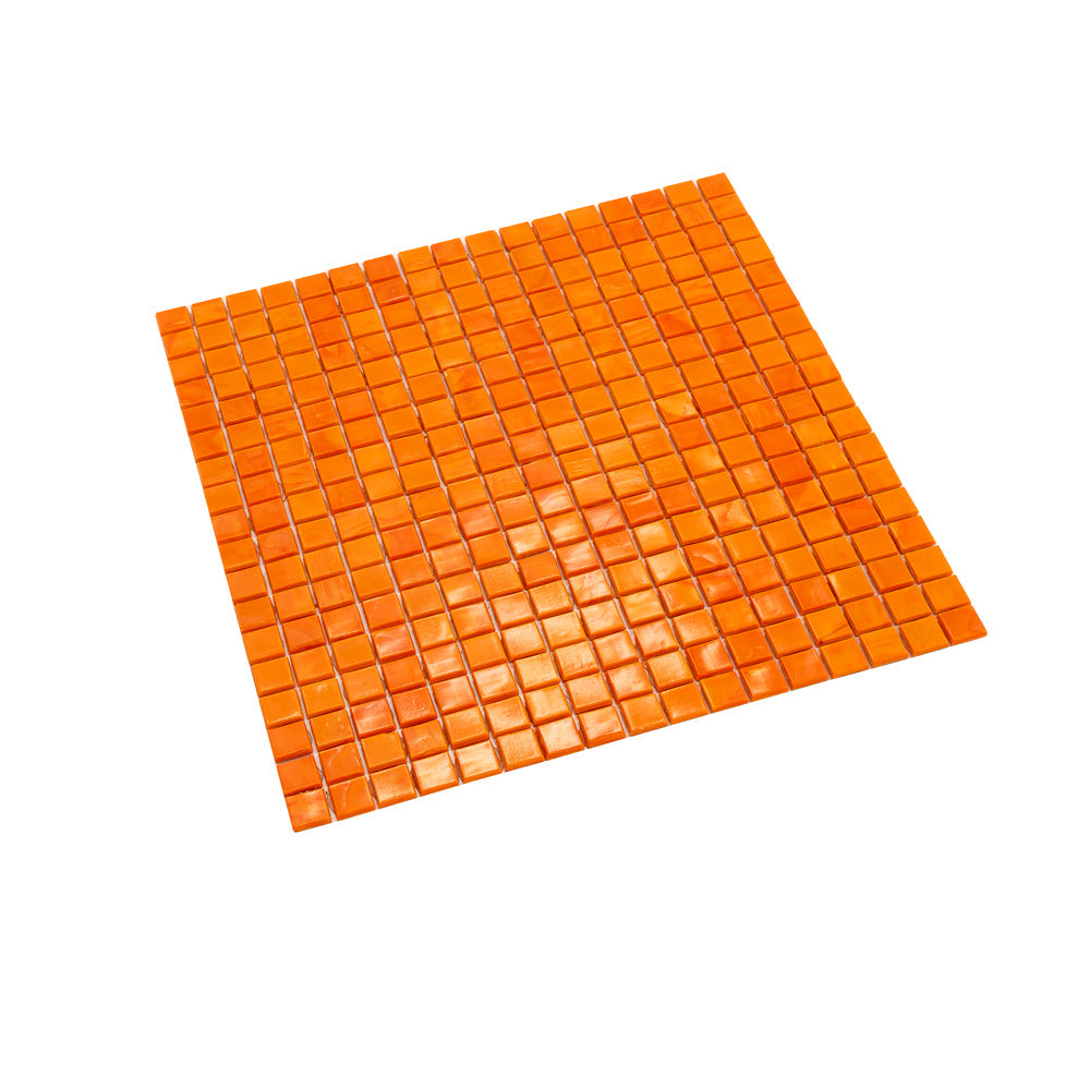 Red-Orange 12 x 12 Glossy Glass Mosaic Tile