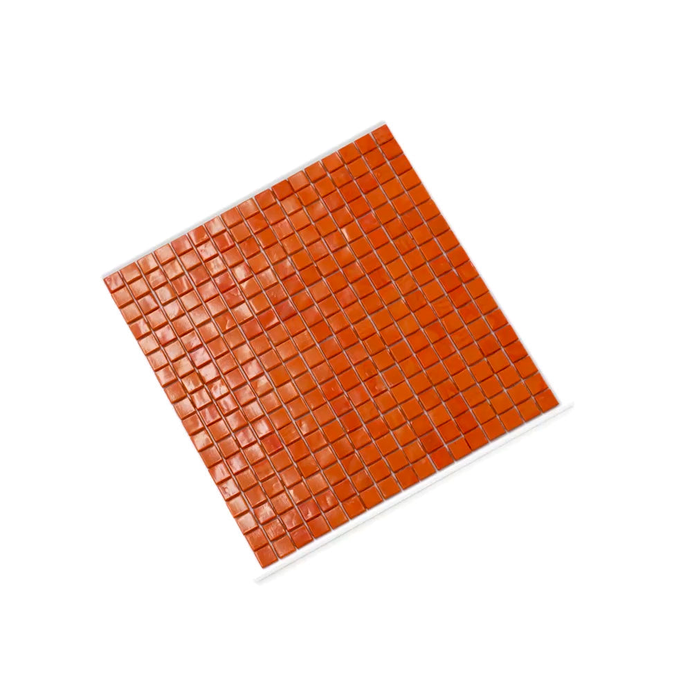 Red-Orange 12 x 12 Glossy Glass Mosaic Tile