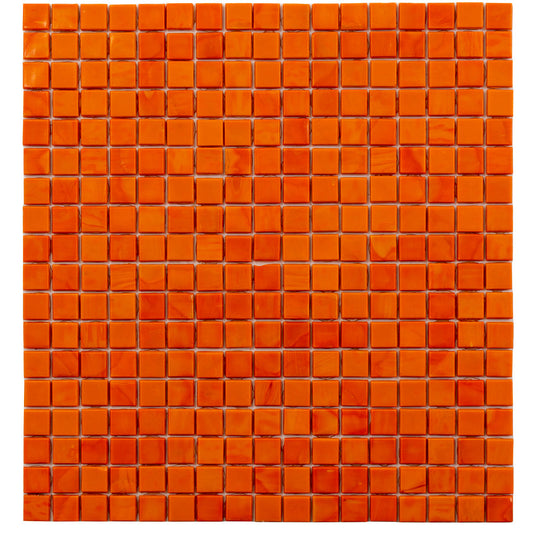 Red-Orange 12 x 12 Glossy Glass Mosaic Tile