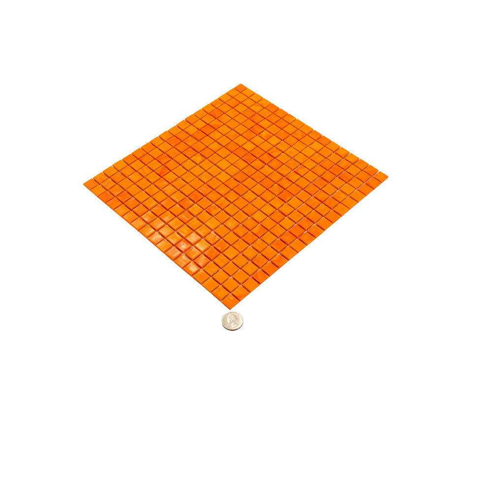 Red-Orange 12 x 12 Glossy Glass Mosaic Tile