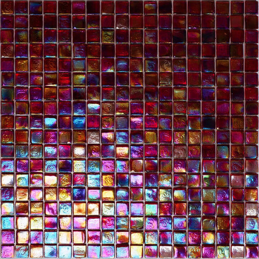 Merlot Red 12 x 12 Glossy Glass Mosaic Tile - Sample