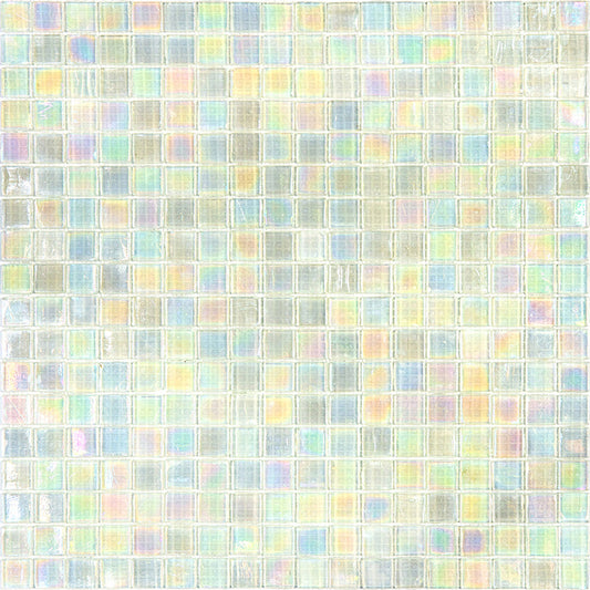 Rainbow White 12 x 12 Glossy Glass Mosaic Tile - Sample