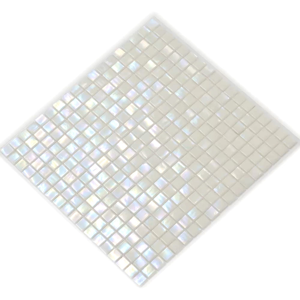 Dark Bone White 12 x 12 Glossy Glass Mosaic Tile