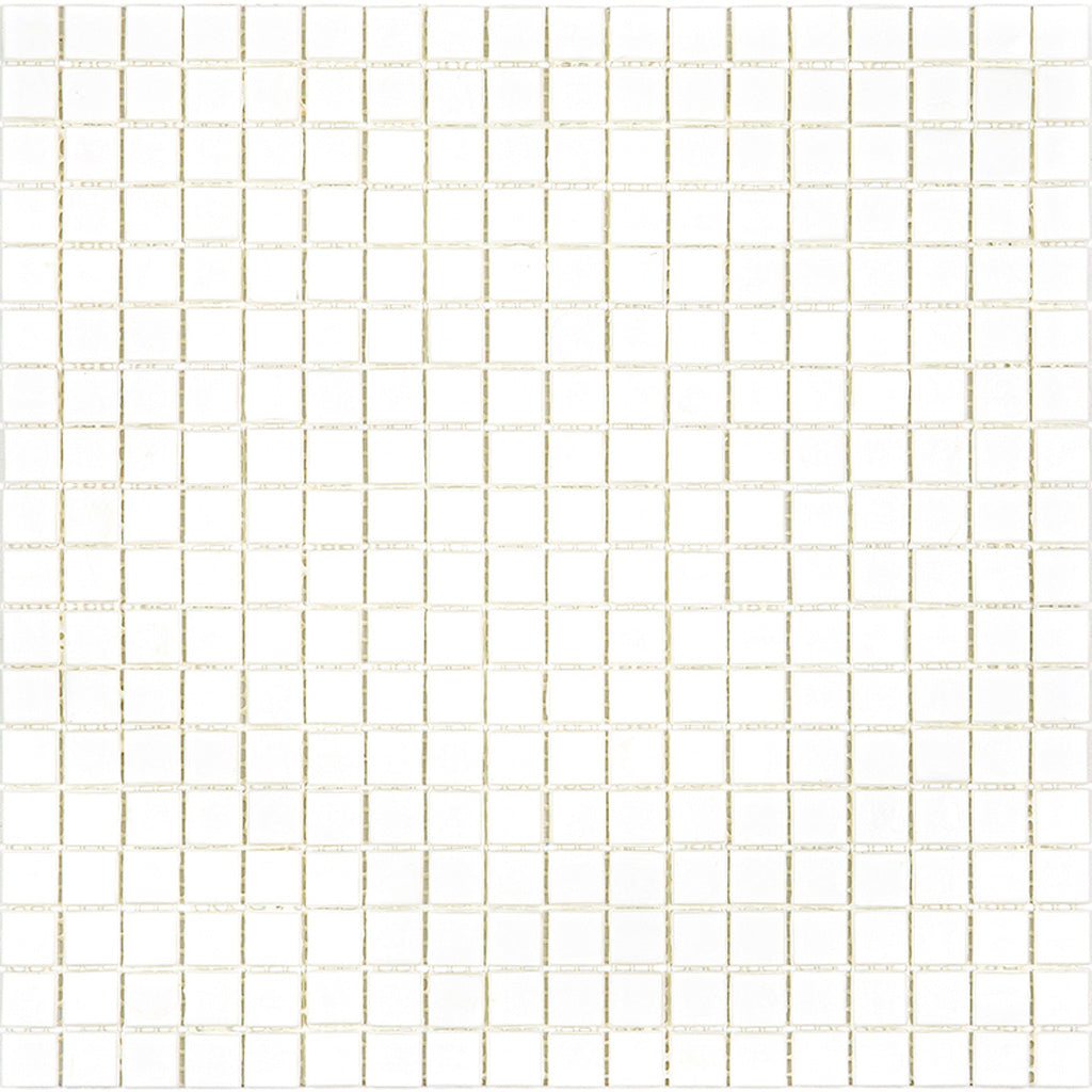 Baby Powder White 12 x 12 Glossy Glass Mosaic Tile