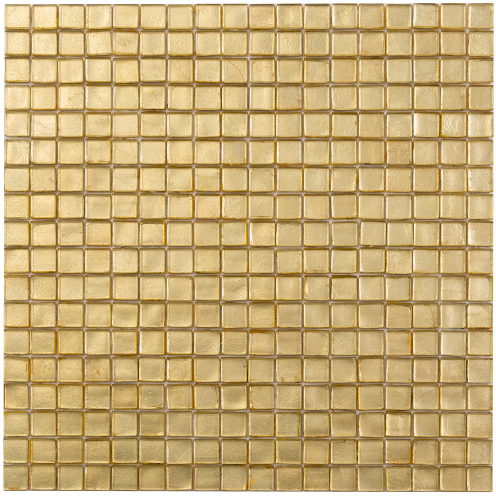 Satin Sheen Gold 12 x 12 Glossy Glass Mosaic Tile