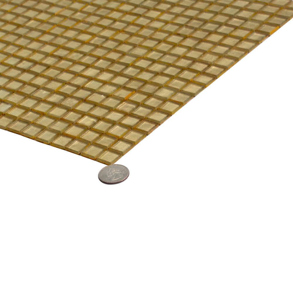 Satin Sheen Gold 12 x 12 Glossy Glass Mosaic Tile