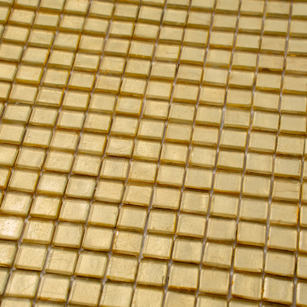 Satin Sheen Gold 12 x 12 Glossy Glass Mosaic Tile