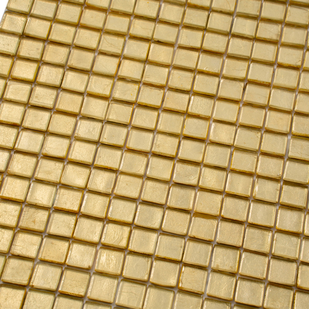 Satin Sheen Gold 12 x 12 Glossy Glass Mosaic Tile