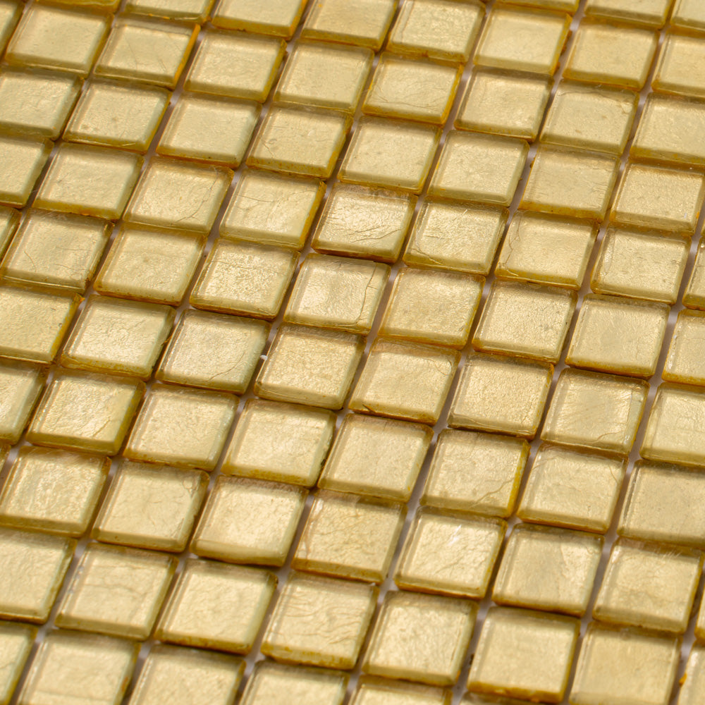 Satin Sheen Gold 12 x 12 Glossy Glass Mosaic Tile