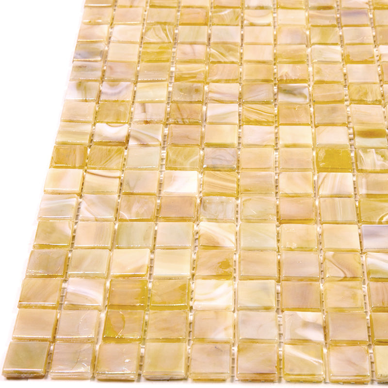 Caramel Beige 12 x 12 Glossy Glass Mosaic Tile