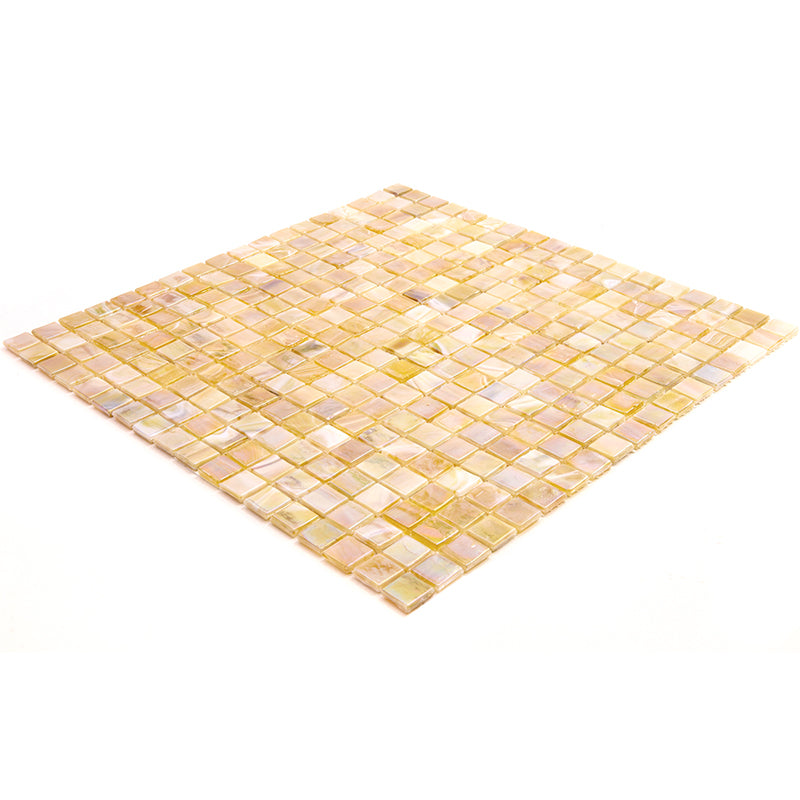 Caramel Beige 12 x 12 Glossy Glass Mosaic Tile