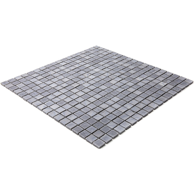 Metal Gray 12 x 12 Glossy Glass Mosaic Tile