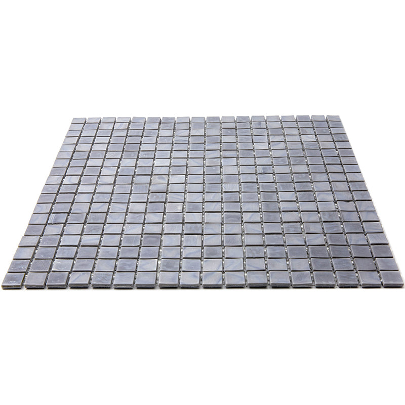 Metal Gray 12 x 12 Glossy Glass Mosaic Tile