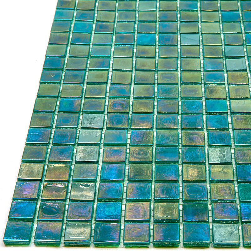 Grenn-Blue 12 x 12 Glossy Glass Mosaic Tile