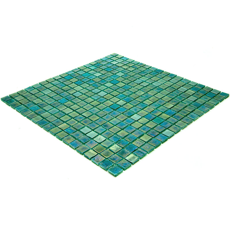 Grenn-Blue 12 x 12 Glossy Glass Mosaic Tile