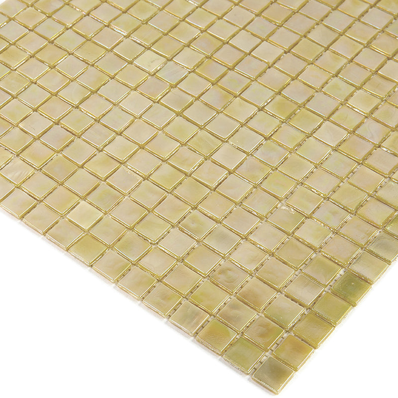 Ecru Beige 12 x 12 Glossy Glass Mosaic Tile