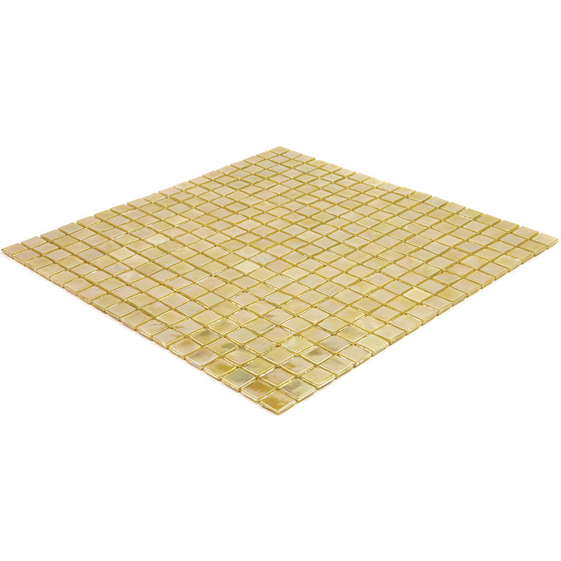 Ecru Beige 12 x 12 Glossy Glass Mosaic Tile