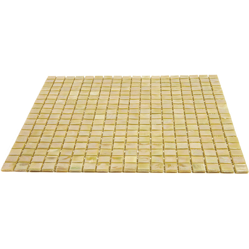 Ecru Beige 12 x 12 Glossy Glass Mosaic Tile