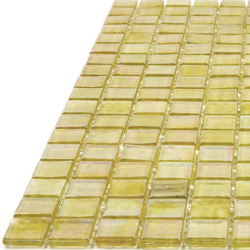 Light Shimmer Beige 12 x 12 Glossy Glass Mosaic Tile