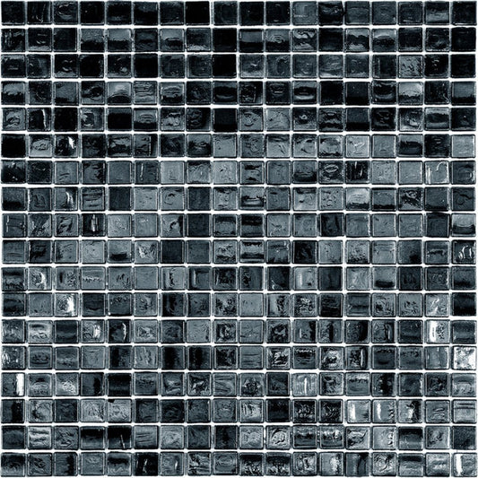 Rich Black 12 x 12 Glossy Glass Mosaic Tile - Sample