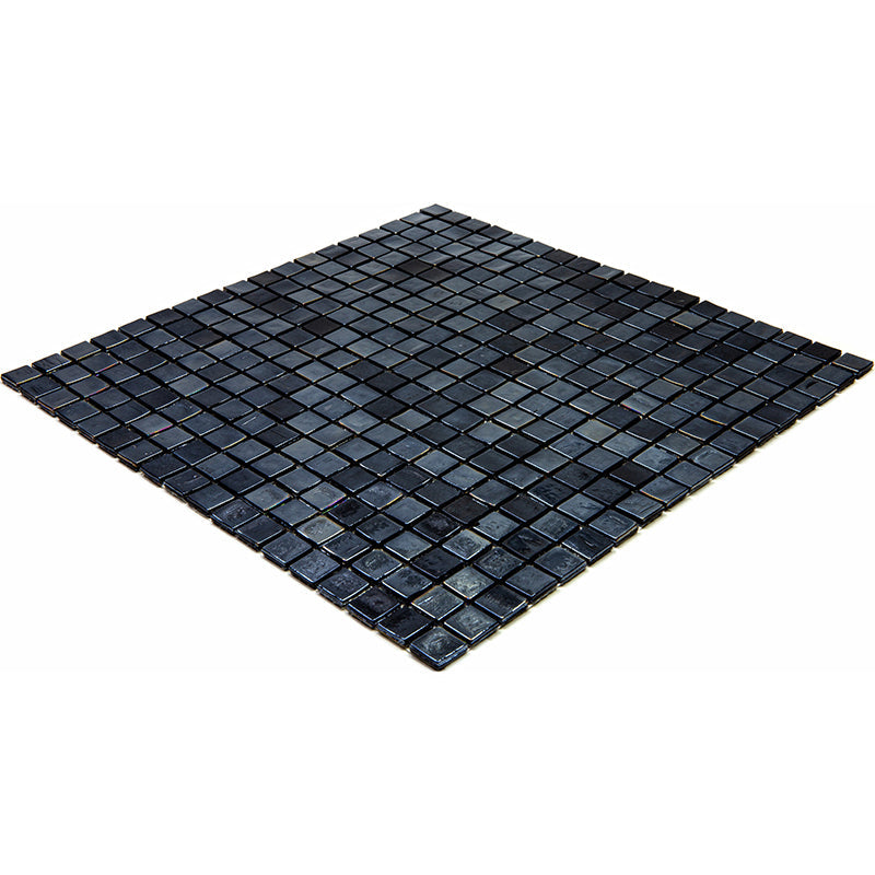 Rich Black 12 x 12 Glossy Glass Mosaic Tile