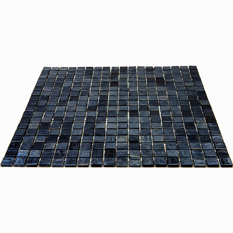 Rich Black 12 x 12 Glossy Glass Mosaic Tile