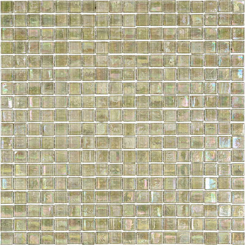 Yellowish Gray 12 x 12 Glossy Glass Mosaic Tile