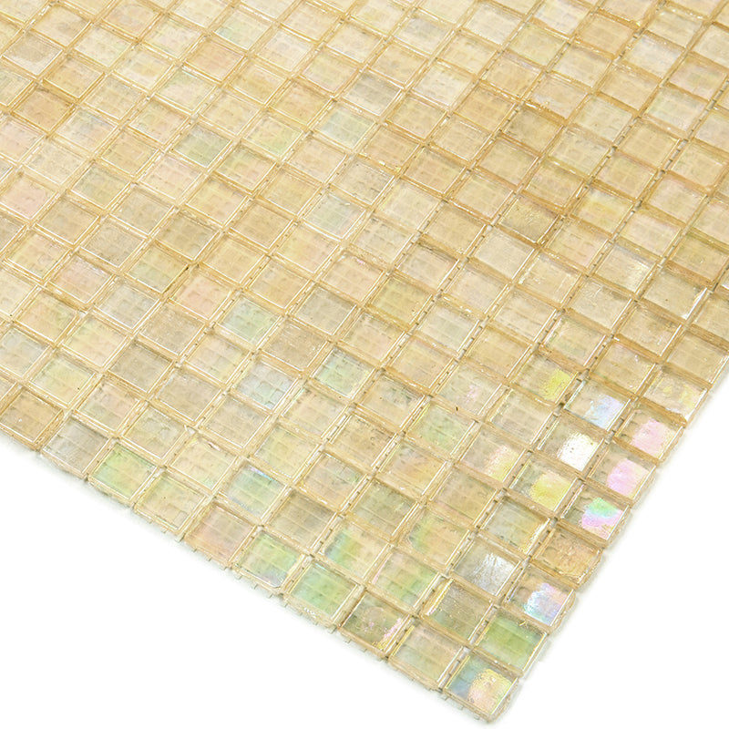 Light Fawn Beige 12 x 12 Glossy Glass Mosaic Tile