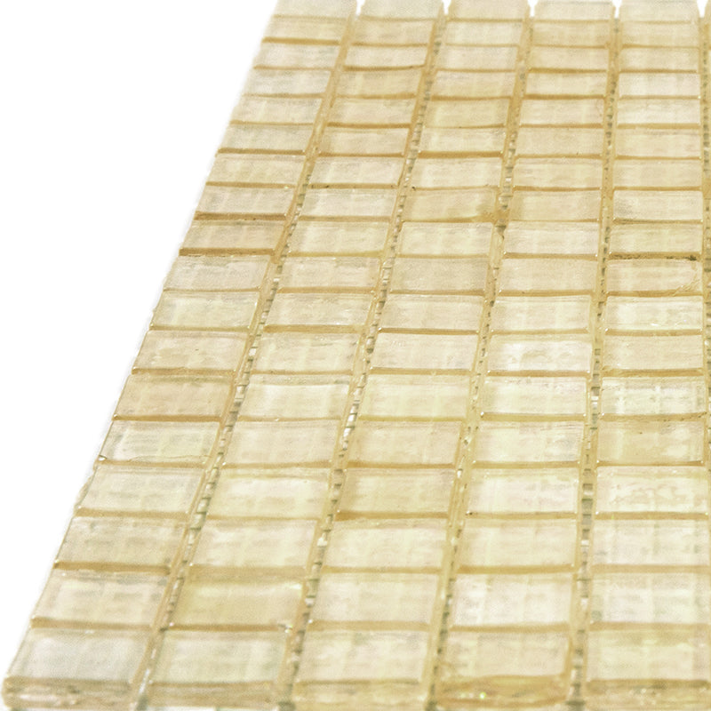 Light Fawn Beige 12 x 12 Glossy Glass Mosaic Tile