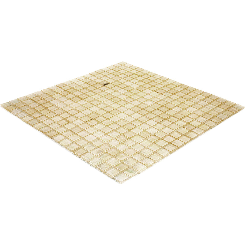 Light Fawn Beige 12 x 12 Glossy Glass Mosaic Tile