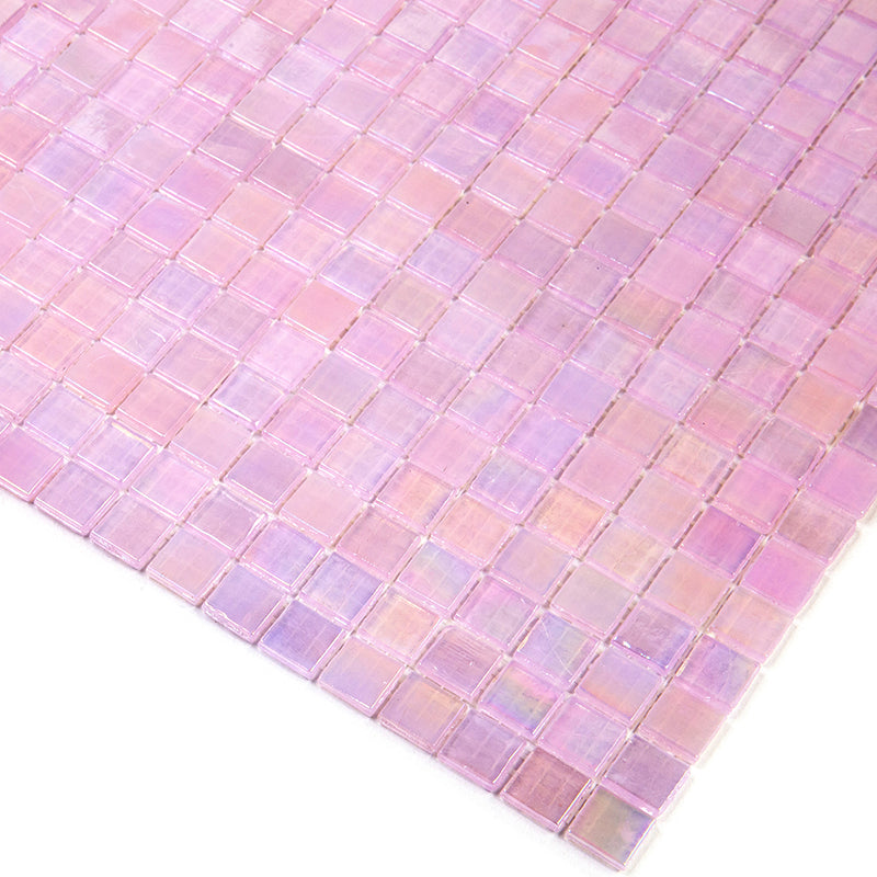 Pale Pink 12 x 12 Glossy Glass Mosaic Tile