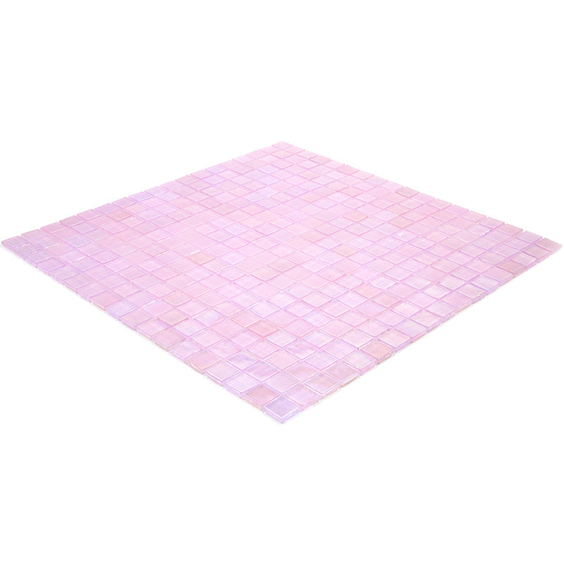 Pale Pink 12 x 12 Glossy Glass Mosaic Tile