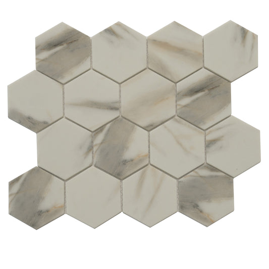 Beige 10x12 Matte Recycled Glass Mosaic Tile Sample