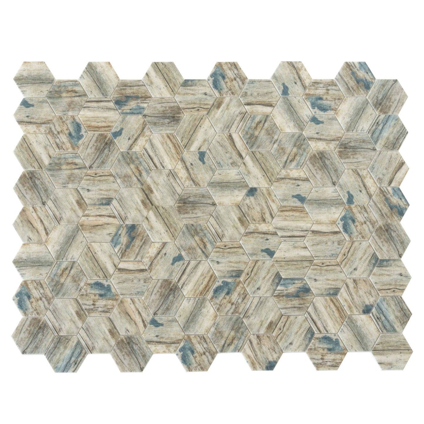 Blue and Beige 10 x 12 Matte Recycled Glass Mosaic Tile