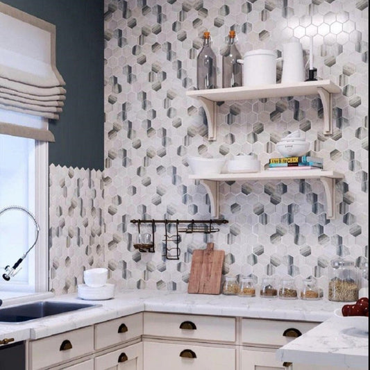 Gray and Beige 10 x 12 Matte Recycled Glass Mosaic Tile - Sample