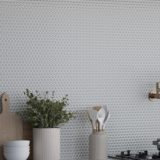 Portland Gray 12 x 12 Glossy Porcelain Mosaic Tile