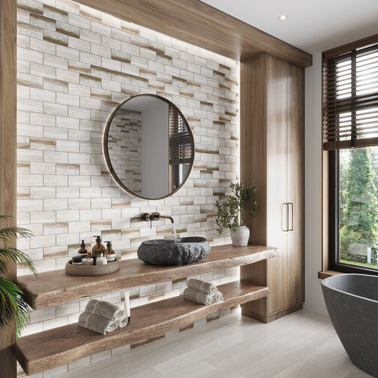 Beige 12 x 12 Matte Recycled Glass Mosaic Tile - Sample