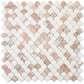 Pink, White 11x11 Polished Thassos, Norway Rose Fan Mosaic Tile - Sample