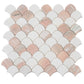 Pink, White 11x11 Polished Thassos, Norway Rose Fan Mosaic Tile