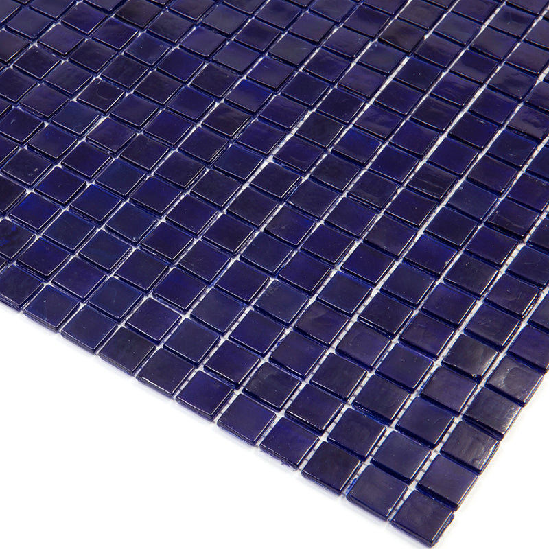 Indigo Blue 12 x 12 Glossy Glass Mosaic Tile