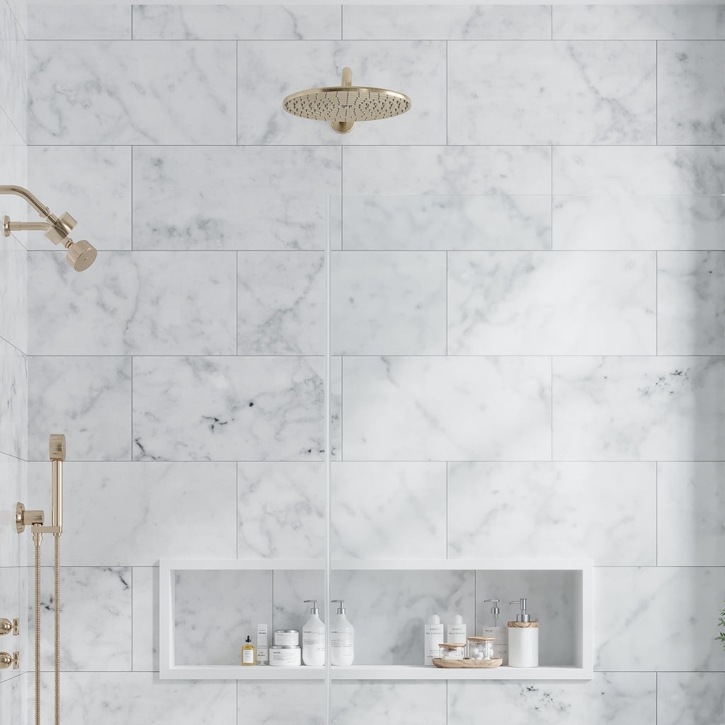 White 12 x 24 Bianco Carrara Marble Honed Large Tile