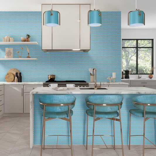 Sky Blue 12 x 12 Glossy Porcelain Mosaic Tile - Sample