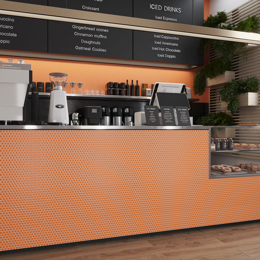 Orange 12 x 12 Glossy Porcelain Mosaic Tile - Sample