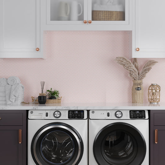 Nude Pink 12 x 12 Glossy Porcelain Mosaic Tile - Sample