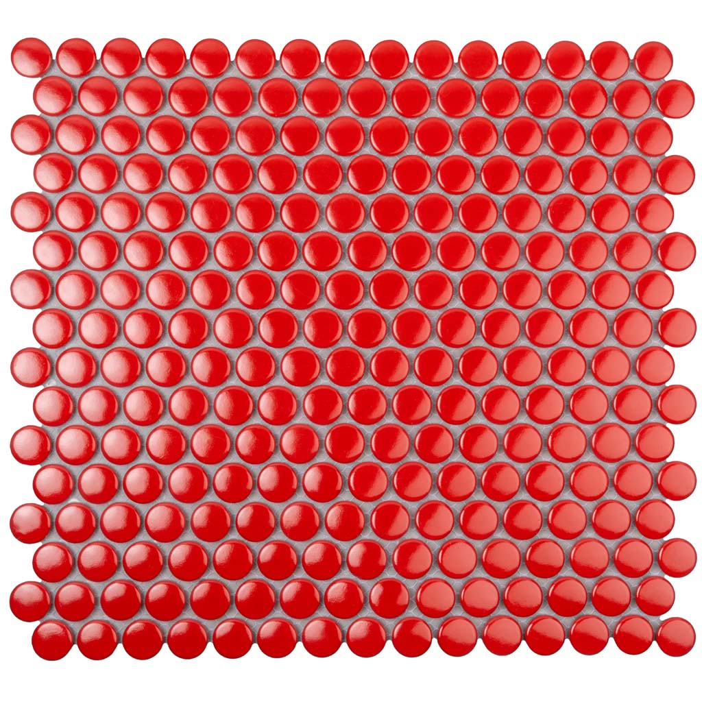 Red 12 x 12 Glossy Porcelain Mosaic Tile