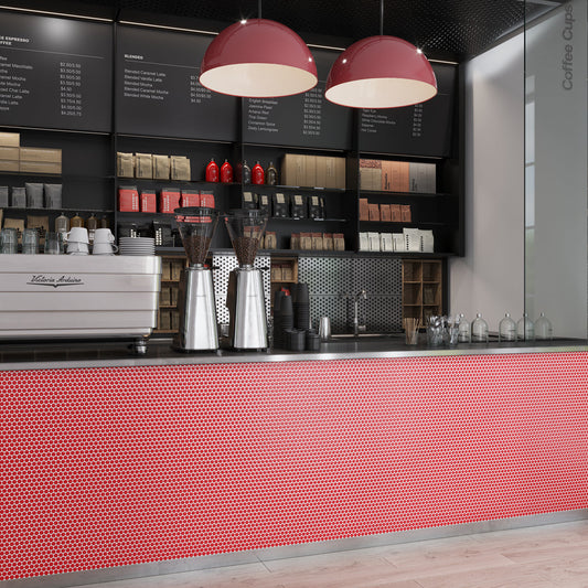 Red 12 x 12 Glossy Porcelain Mosaic Tile - Sample